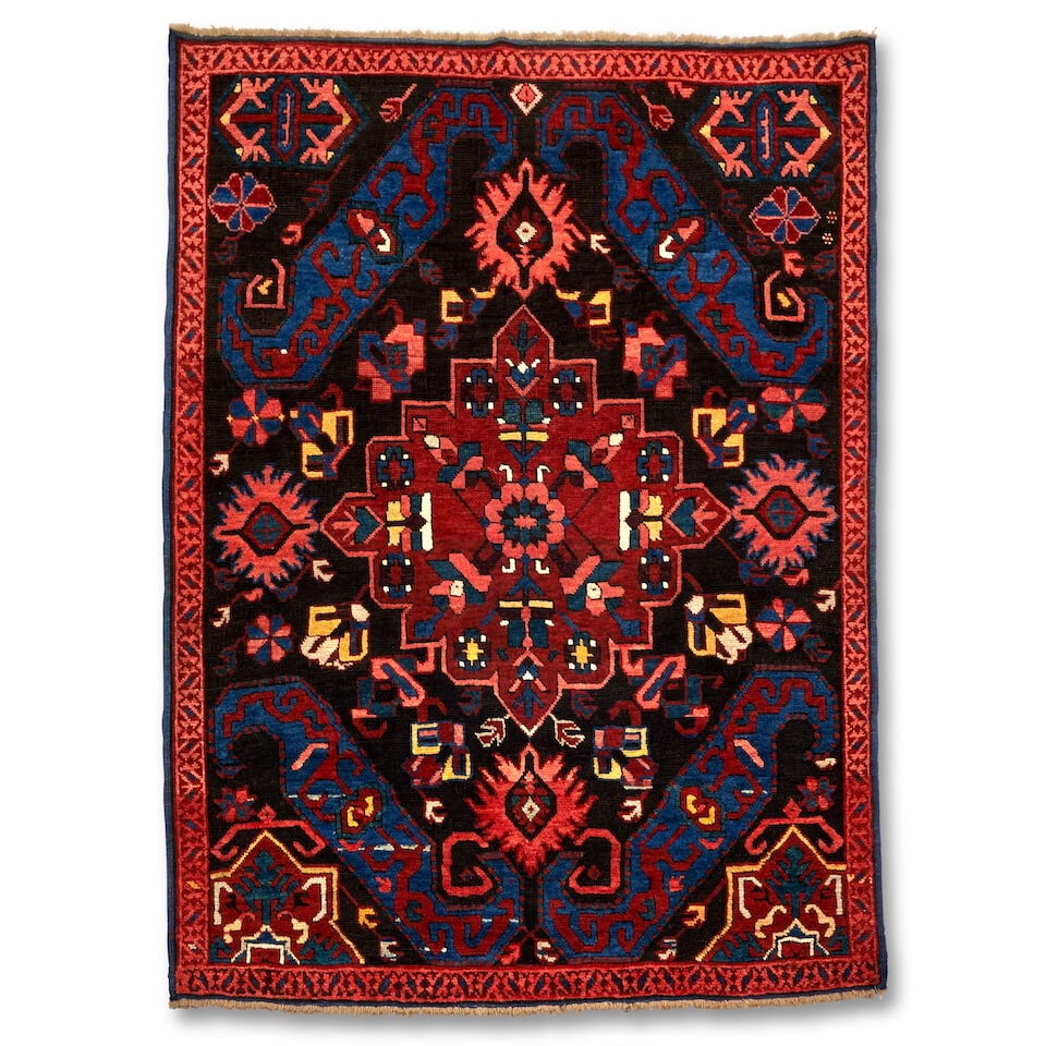 Kuba Rug Caucasus 3 ft. 3 in. x 4 ft. 7 in.: Kuba Rug Caucasus c. first half 19th century Similar palette and design to plate 33 in The Caucasus Traditions in Weaving by Jim Burns Provenance: The Gustave Tasch Collection 3 ft. 3 in. x 4 ft. 7 in