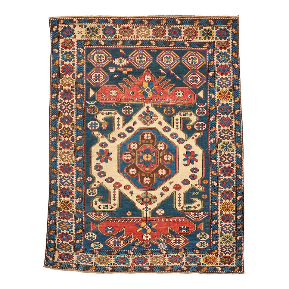 Shirvan Rug Caucasus 3 ft. 7 in. x 4 ft. 10 in.: Shirvan Rug Caucasus c. 1900, very nice field design with a good quality weave. 3 ft. 7 in. x 4 ft. 10 in. For further information on this lot please visit Bonhams.com For further information about th