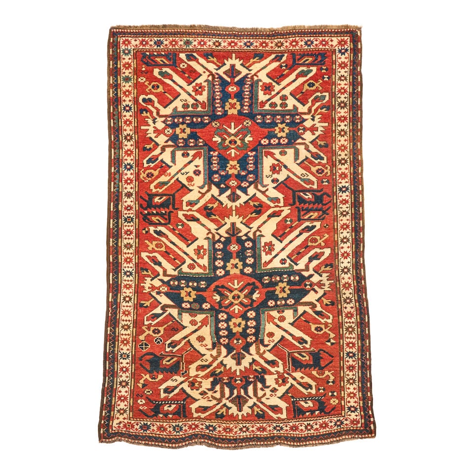 Eagle Kazak Rug Caucasus 4 ft. 4 in. x 7 ft. 2 in.: Eagle Kazak Rug Caucasus c. late 19th century 4 ft. 4 in. x 7 ft. 2 in. For further information on this lot please visit Bonhams.com For further information about this lot please