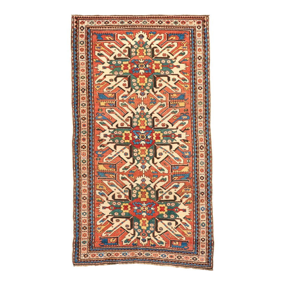 Eagle Kazak Rug Caucasus 4 ft. 4 in. x 8 ft. 1 in.: Eagle Kazak Rug Caucasus c. late 19th century 4 ft. 4 in. x 8 ft. 1 in. For further information on this lot please visit Bonhams.com For further information about this lot please