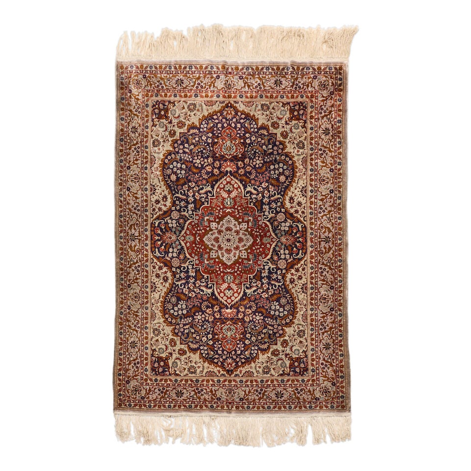 Kayseri Silk Rug Anatolia 4 ft. x 7 ft. 4 in.: Kayseri Silk Rug Anatolia c. 20th century 4 ft. x 7 ft. 4 in. For further information on this lot please visit Bonhams.com For further information about this lot please