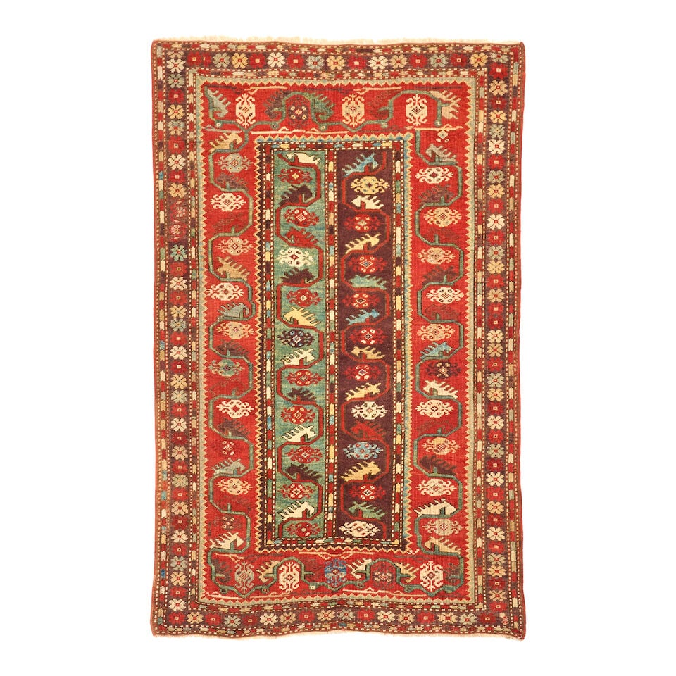 Melas Rug Anatolia 3 ft. 4 in. x 5 ft. 6 in.: Melas Rug Anatolia c. second half 19th century, a nice and unusual color palette. 3 ft. 4 in. x 5 ft. 6 in. 3 ft. 4 in. x 5 ft. 6 in. For further information on this lot please visit Bonhams.com For f