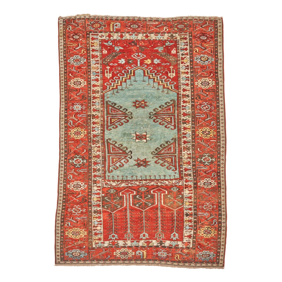 Ladik Prayer Rug Anatolia 4 ft. 4 in. x 6 ft. 9 in.: Ladik Prayer Rug Anatolia c. second half 19th century 4 ft. 4 in. x 6 ft. 9 in. For further information on this lot please visit Bonhams.com For further information about this lot please