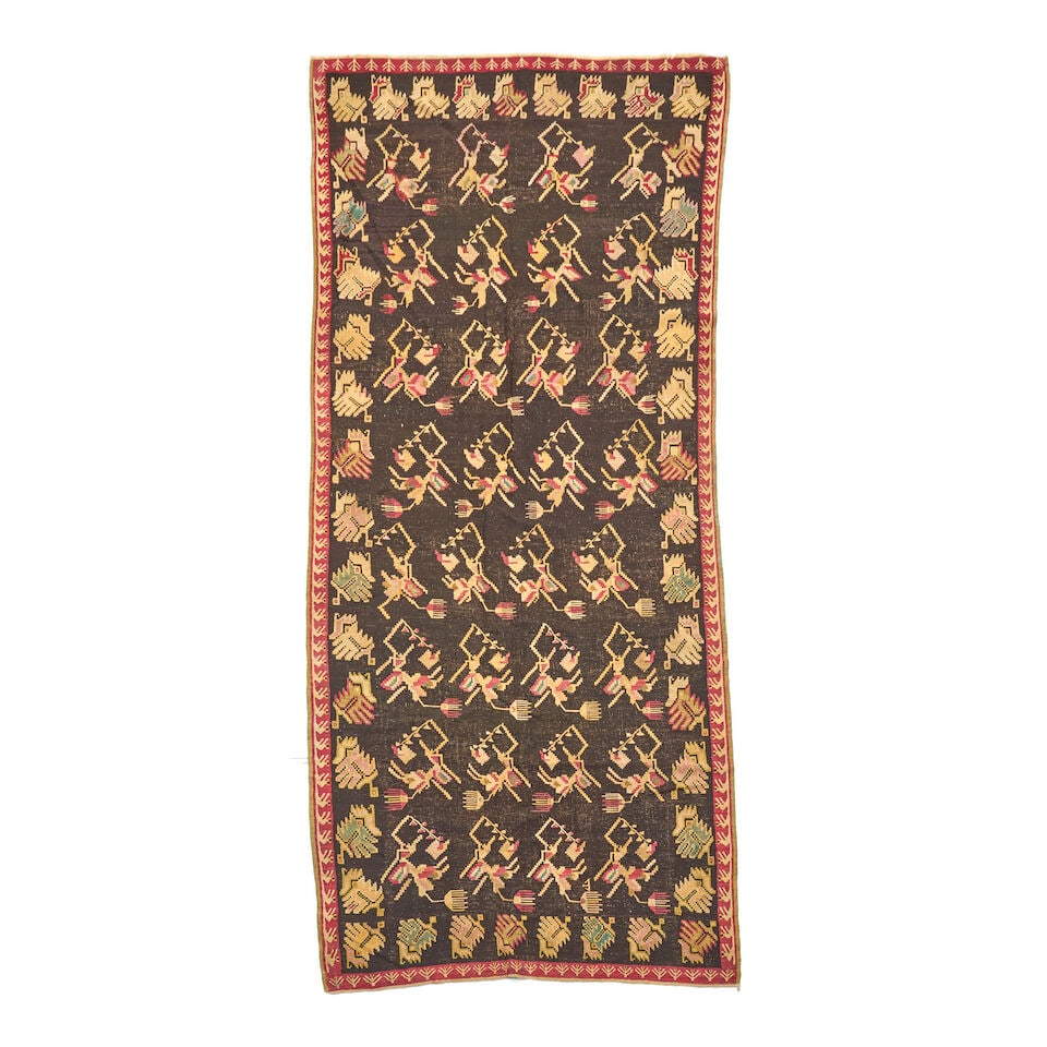 Besssarabian Kilim Europe 5 ft. 6 in. x 12 ft. 4 in.: Besssarabian Kilim Europe c. second half 19th century 5 ft. 6 in. x 12 ft. 4 in. For further information on this lot please visit Bonhams.com For further information about this lot please