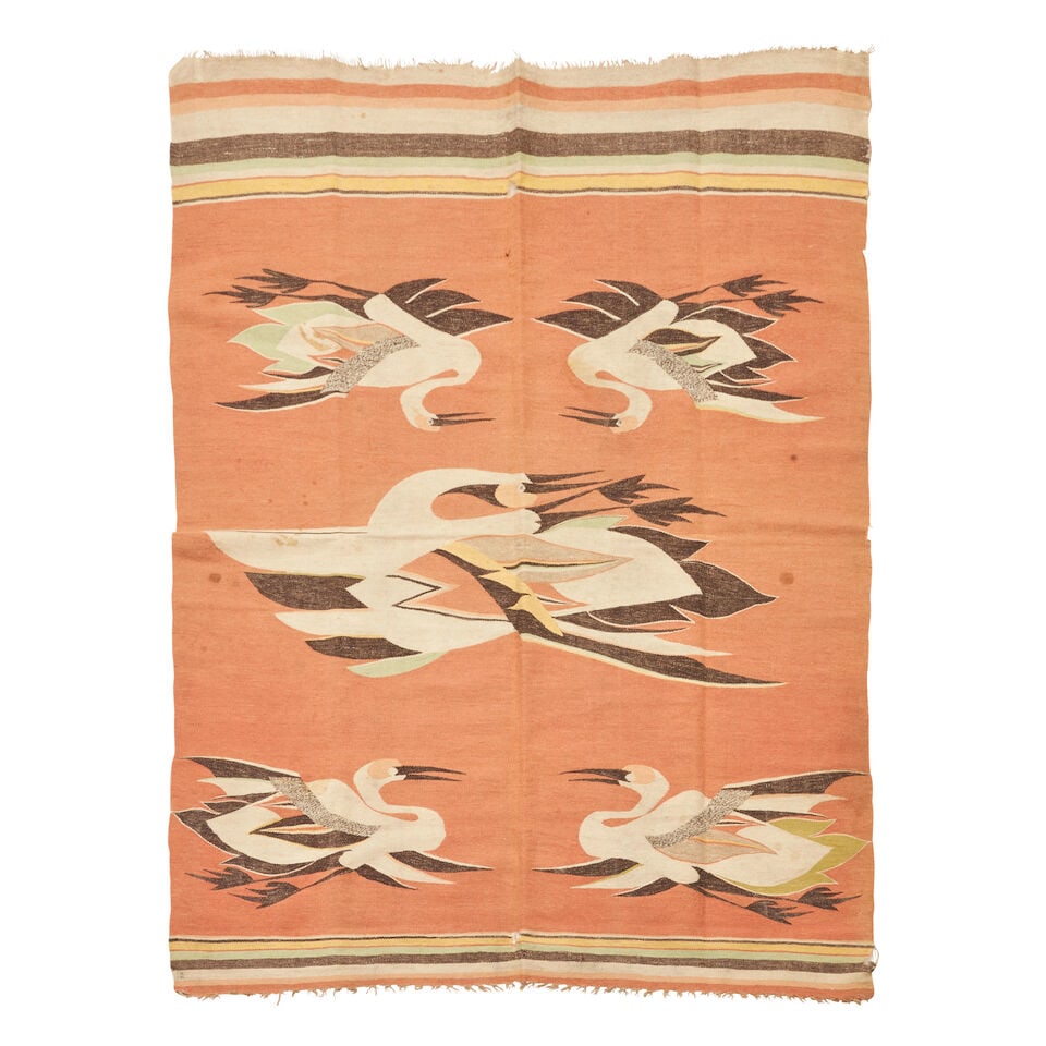 Mongolian Kilim Mongolia 4 ft. 5 in. x 5 ft. ft. 7 in.: Mongolian Kilim Mongolia c. 19th century 4 ft. 5 in. x 5 ft. ft. 7 in. For further information on this lot please visit Bonhams.com For further information about this lot please