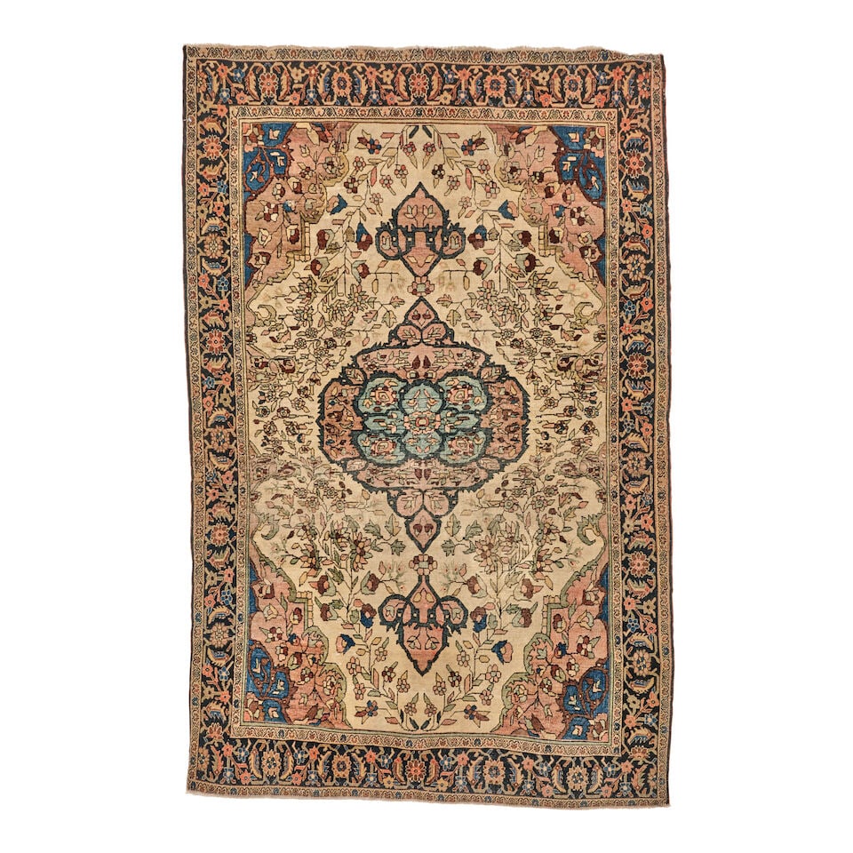 Fereghan Sarouk Rug 4 ft. 2 in. x 6 ft. 5 in.: Fereghan Sarouk Rug c. 1900 **Saleroom Notice: Special Conditions on the sale of Iranian-origin material: Due to U.S. Federal trade regulations, Bonhams Skinner places certain restrictions and limitat