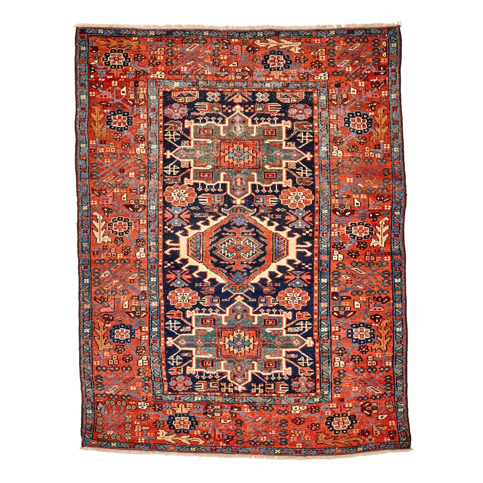 Karaja Rug 4 ft. 8 in. x 6 ft.: Karaja Rug c. first quarter 20th century **Saleroom Notice: Special Conditions on the sale of Iranian-origin material: Due to U.S. Federal trade regulations, Bonhams Skinner places certain restriction