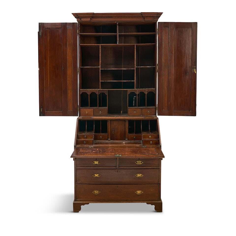 Chippendale Walnut and Oak Secretary Bookcase England, from a Virginia estate, c. 1750 - 8