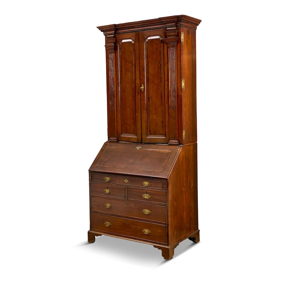 Chippendale Walnut and Oak Secretary Bookcase England, from a Virginia estate, c. 1750 - 9