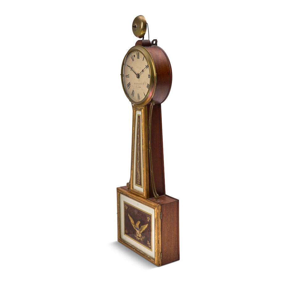 Elnathan Taber Alarm Wall Clock signed Elnathan Taber (1768-1854), Roxbury, Massachusetts, c. 1815 - 3