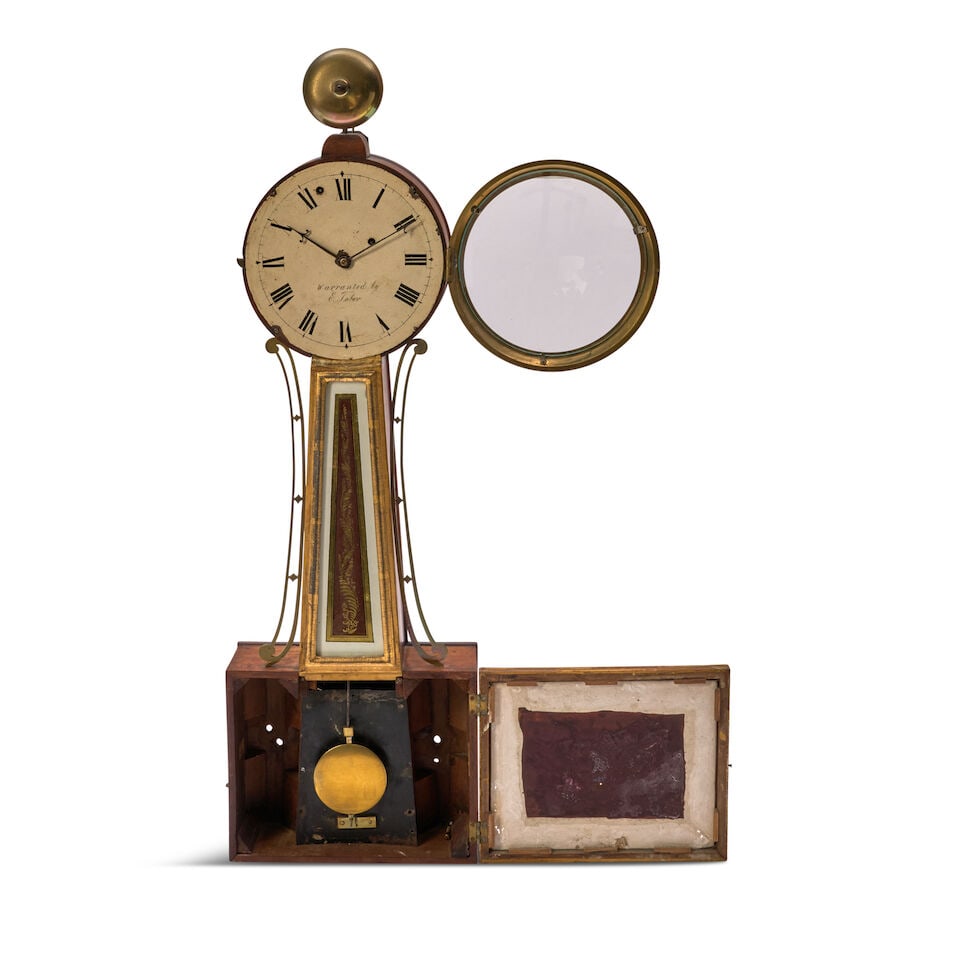 Elnathan Taber Alarm Wall Clock signed Elnathan Taber (1768-1854), Roxbury, Massachusetts, c. 1815 - 4