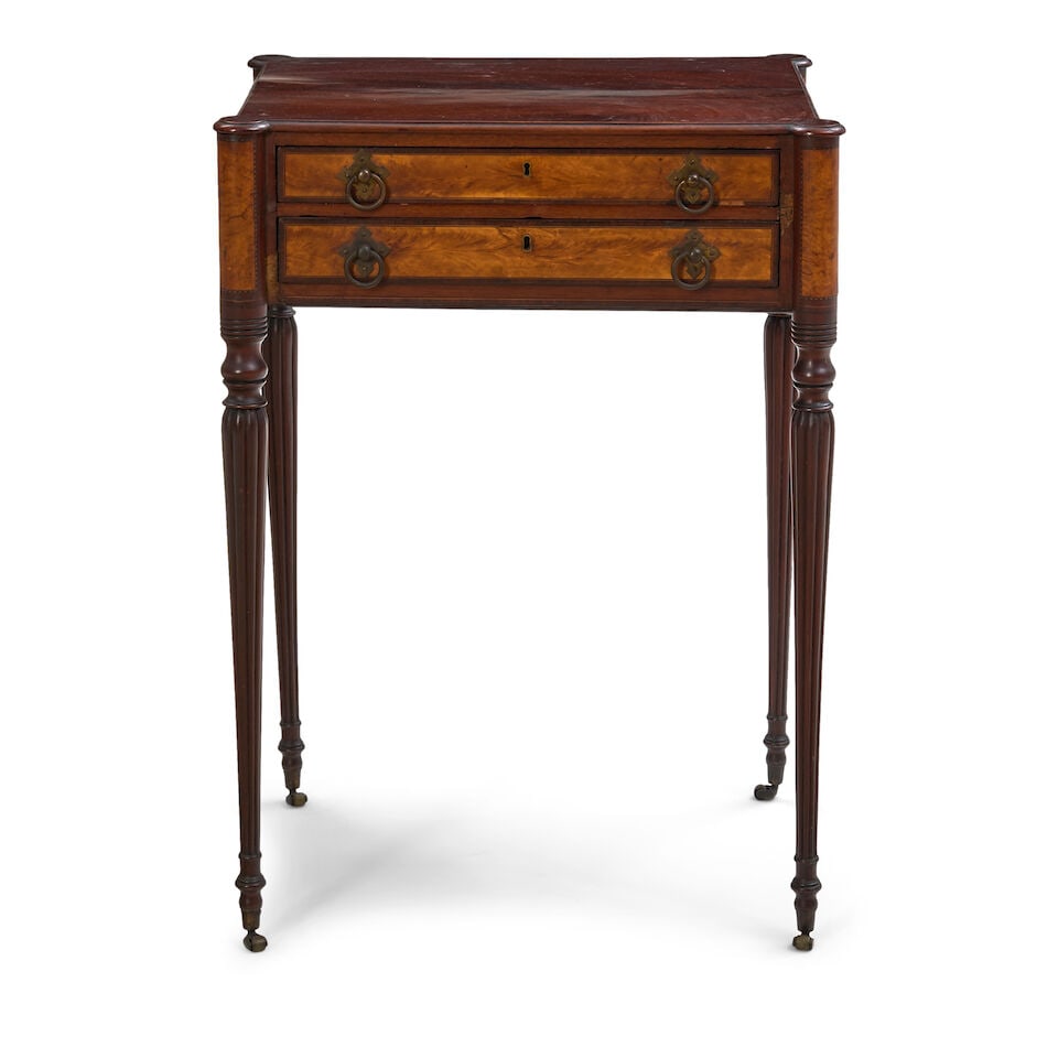 A Fine Federal Mahogany, Flame Birch, and Poplar Work Table with Writing Drawer John Young and ... (1 of 4)