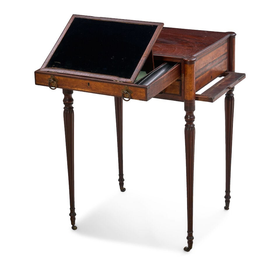 A Fine Federal Mahogany, Flame Birch, and Poplar Work Table with Writing Drawer John Young and ... - 3