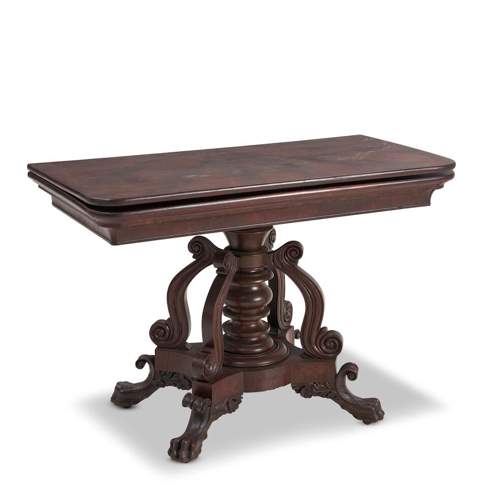 Elaborate Classical Carved Mahogany and Mahogany Veneer Card Table Philadelphia, Pennsylvania,... - 3