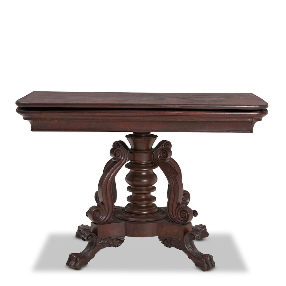 Elaborate Classical Carved Mahogany and Mahogany Veneer Card Table Philadelphia, Pennsylvania,... - 4
