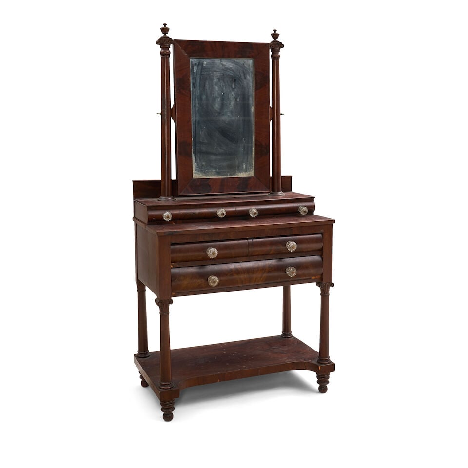 Classical Mahogany and Mahogany Veneer Dressing Chest with Mirror Boston, Massachusetts, c. 1820 - 2