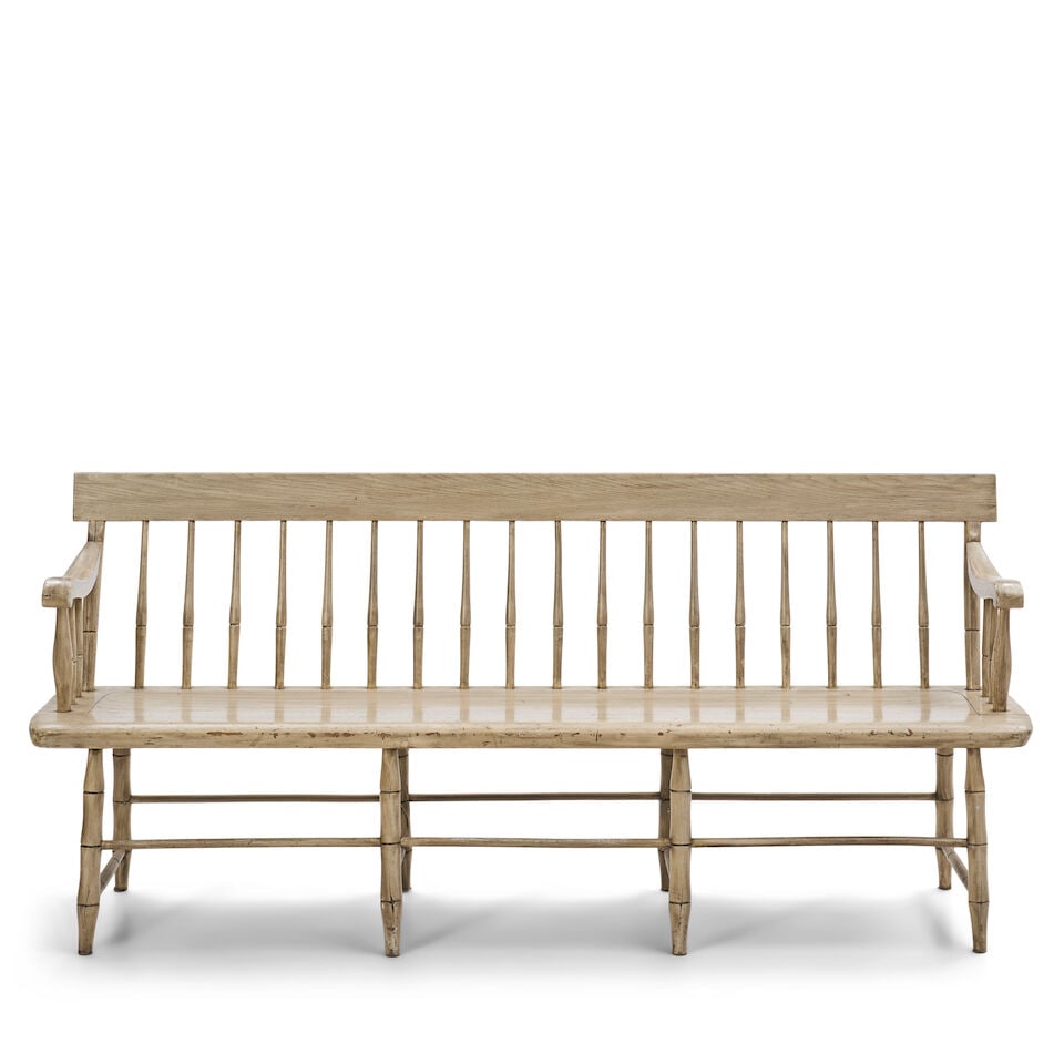 White Painted Windsor Deacon's Bench William White (c. 1838-1913), successor to John C. Hubbard ... - 2