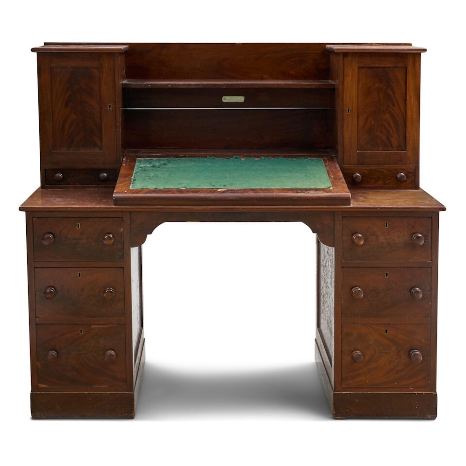 Late Classical Mahogany and Mahogany Veneer Bank Desk Boston, Massachusetts, c. 1840 (1 of 2)