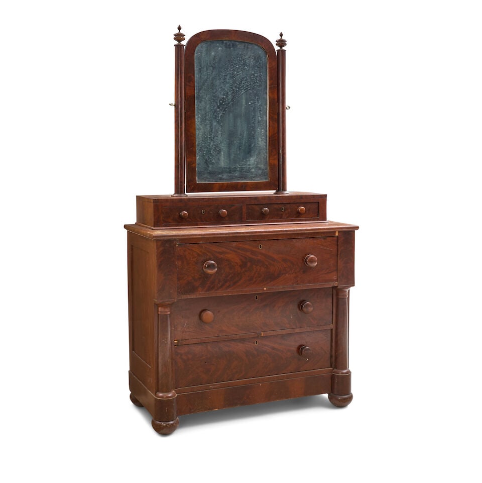 Classical Mahogany and Mahogany Veneer Bureau with Mirror Boston, Massachusetts, c. 1825 - 2
