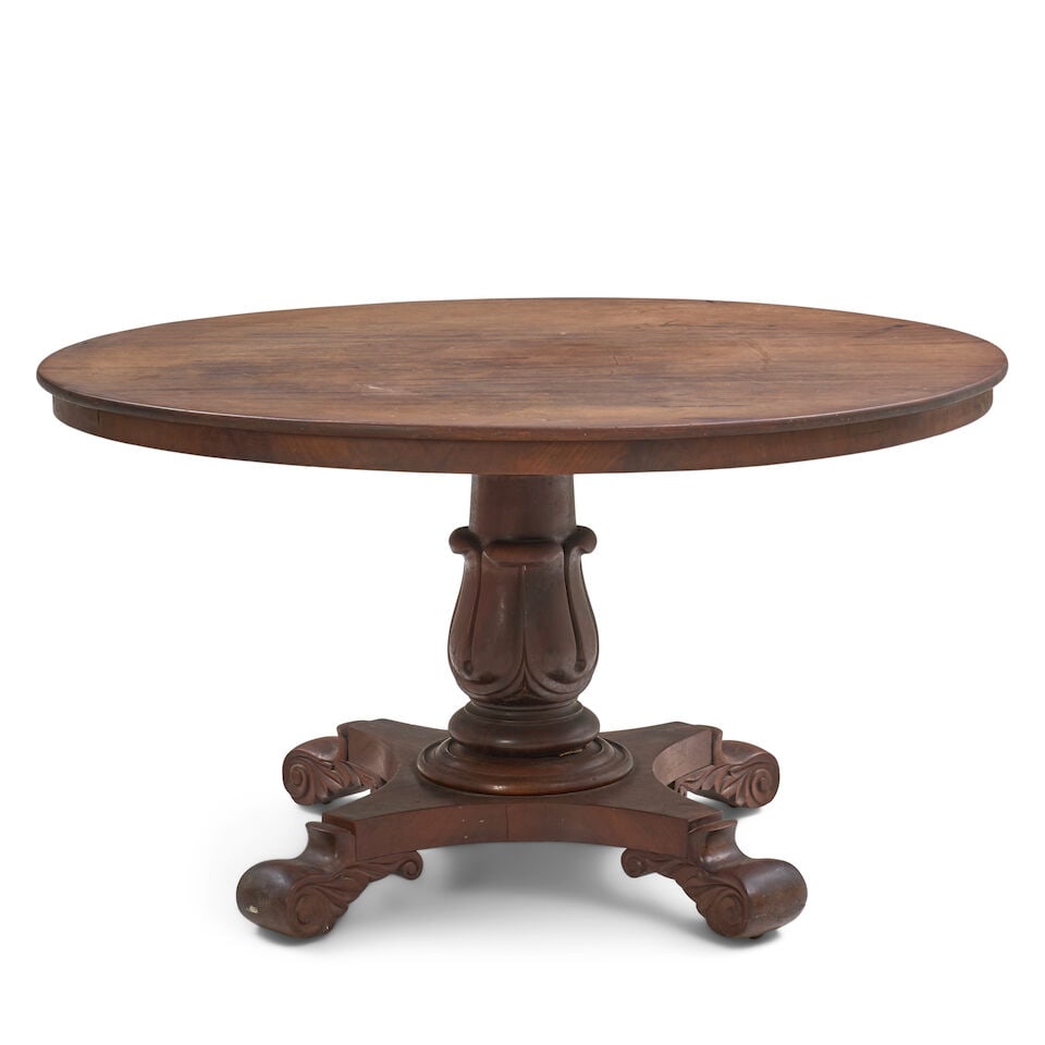 Classical Mahogany Round-top Center Table Philadelphia, Pennsylvania, c. 1825 (1 of 2)