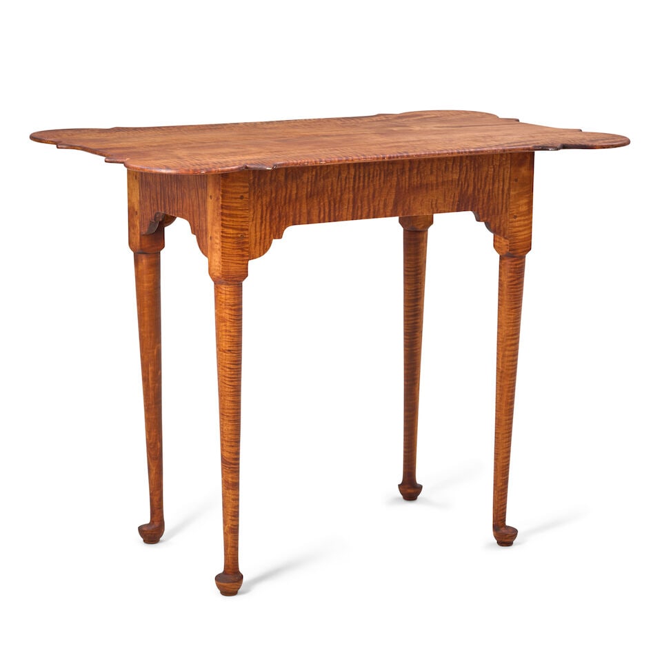 Chippendale Style Tiger Maple Table Raymond LaMontagne, Jr. (1939-2024), Rhode Island, c. 1990 (1 of 2)