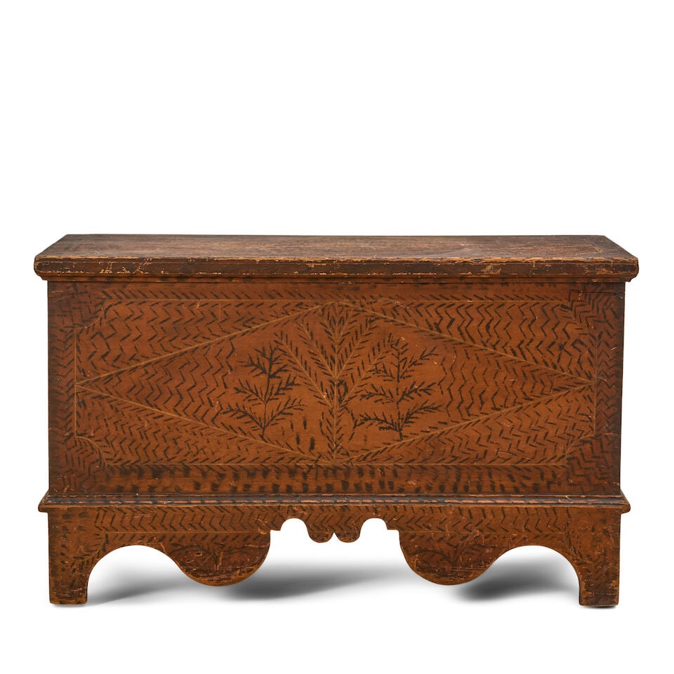 Small Painted Pine and Poplar Chest North America, late 19th century (1 of 3)