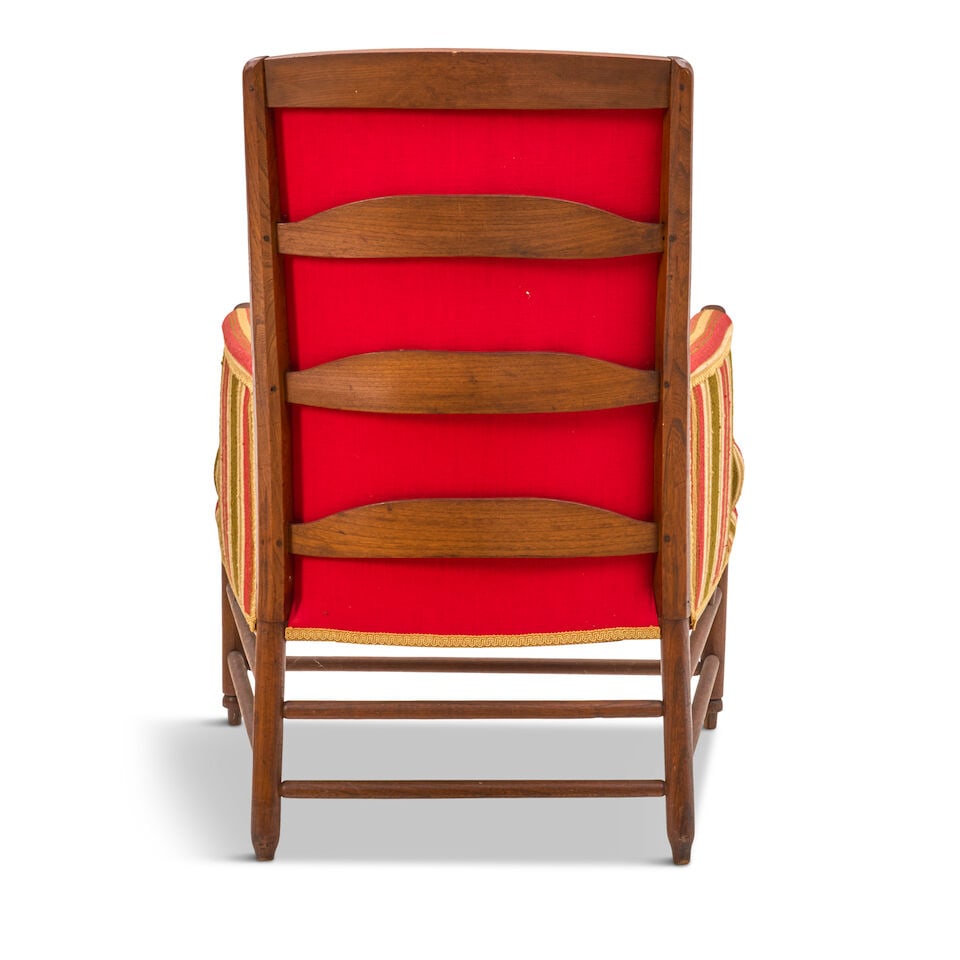 Arts and Crafts Walnut Upholstered Armchair France, Labelled 'Bedel & Cie.', c. 1890-1900 - 2