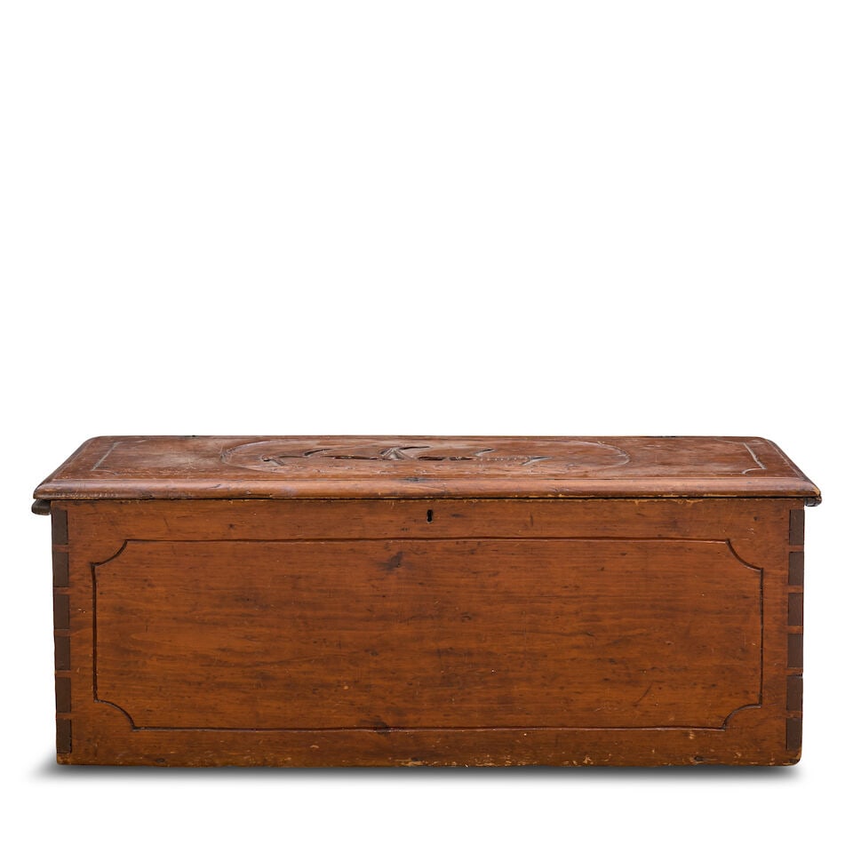 Carved Pine Blanket Chest Northeastern United States, Early 19th century and later (1 of 4)
