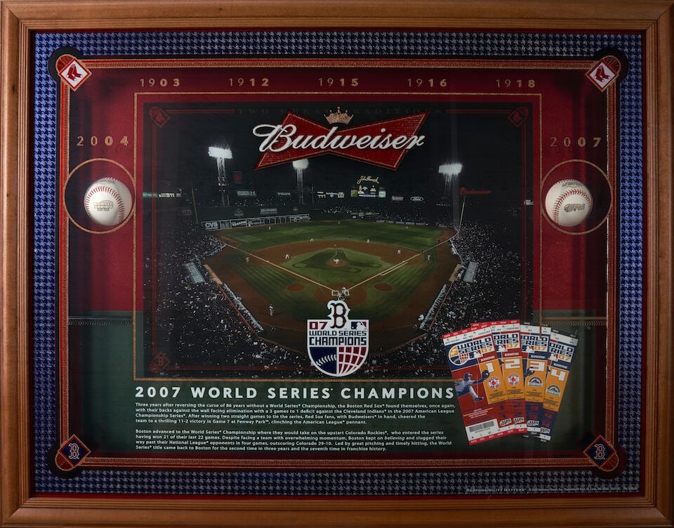 2007 Budweiser Red Sox World Series Champions Shadowbox Display (1 of 3)