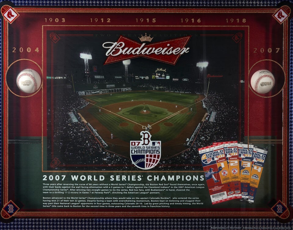 2007 Budweiser Red Sox World Series Champions Shadowbox Display - 3