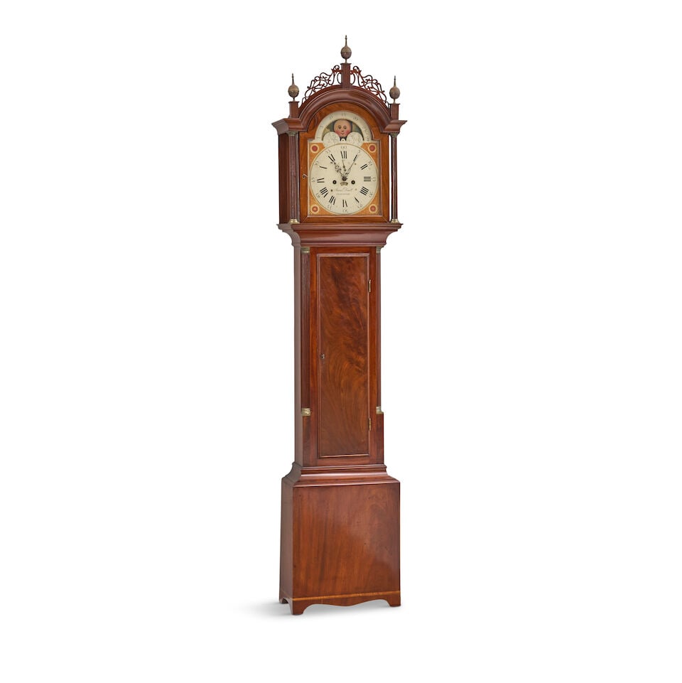 Federal Inlaid Mahogany Tall Case Clock dial signed James Doull (1785-1861), Charlestown, Massa... - 2