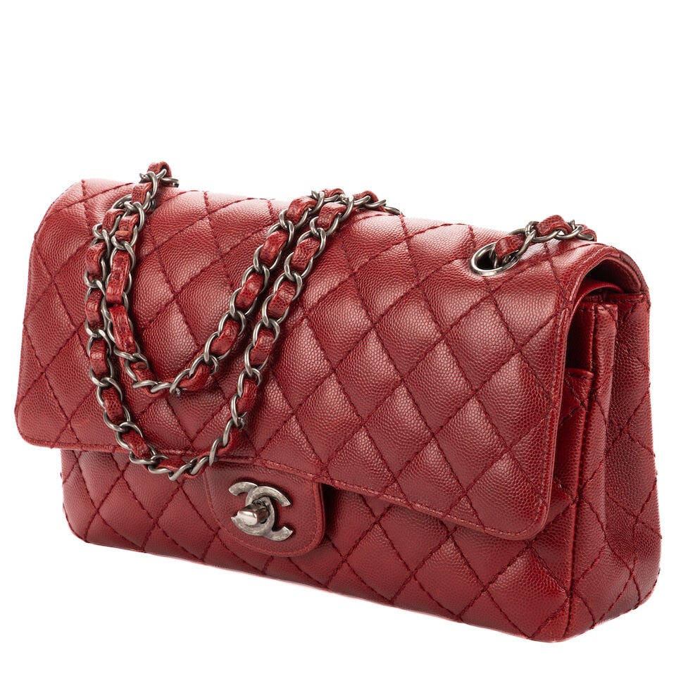 Chanel, circa 2016. Sac Classique double rabat en cuir bordeaux. Chanel, circa 2016. Classic dou... - 2