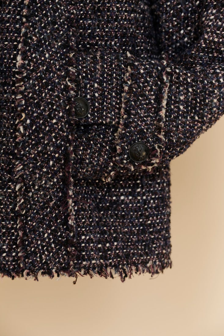 Chanel, collection Prêt à Porter, Automne/Hiver 2004. Veste en tweed chiné marine... - 2