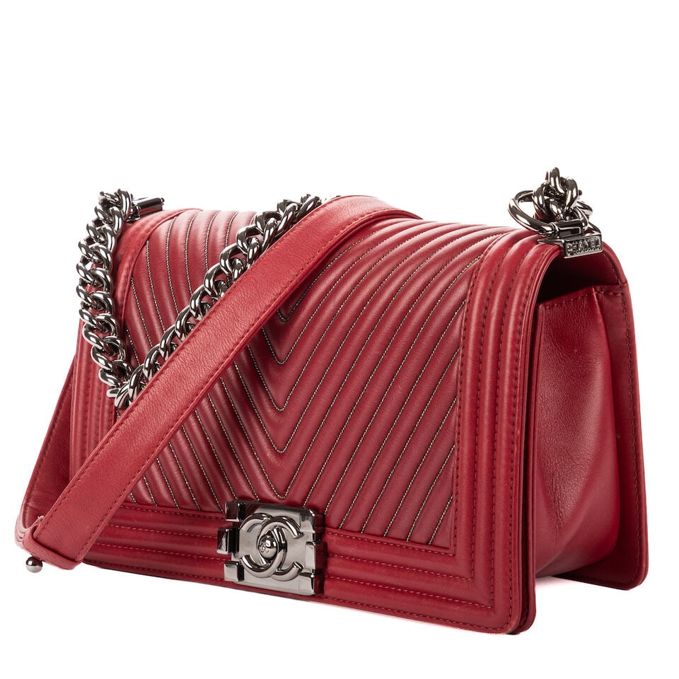 Chanel, circa 2014. Limited Edition. Sac Boy en cuir bordeaux surpiqué.. Chanel, circa 2014... - 2