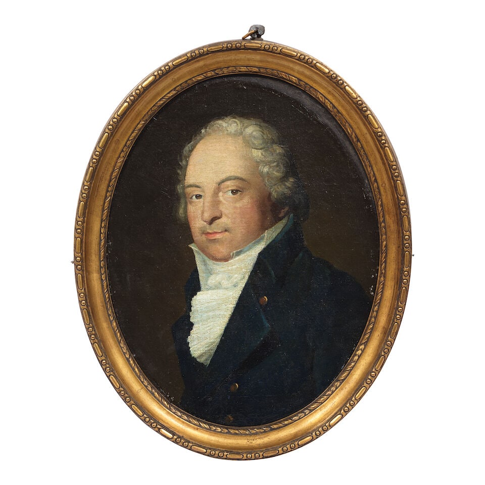 English School, early 19th Century Portrait of Harry Philips, bust length in a blue coat - 3