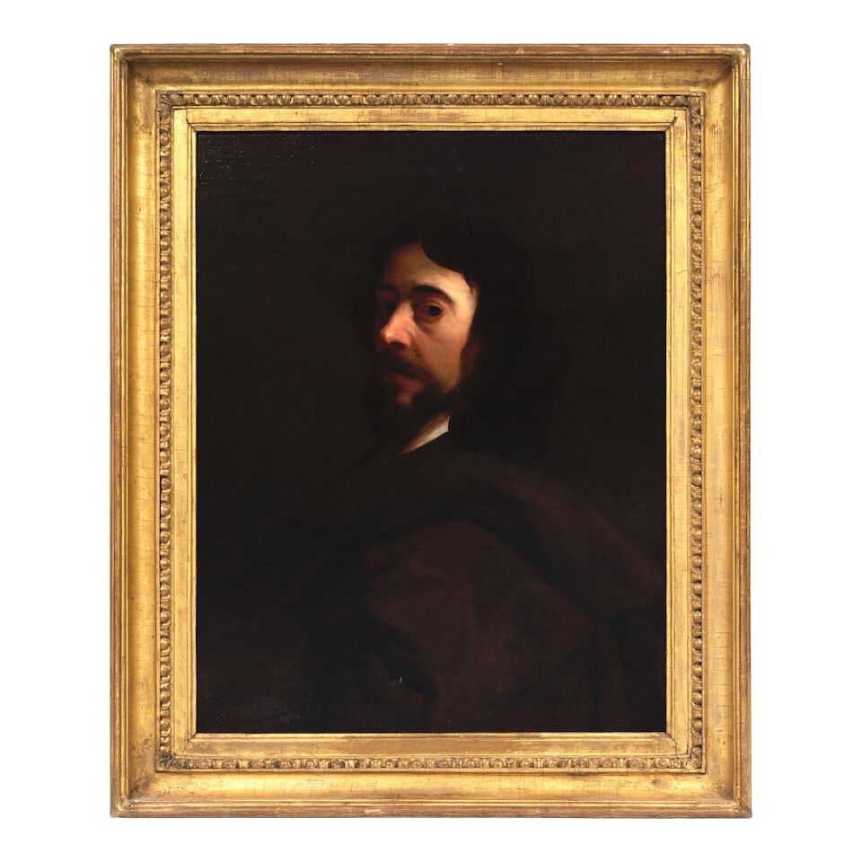 English School, 18th Century Portrait of a man peering over his shoulder, bust-length, in a bro... - 2