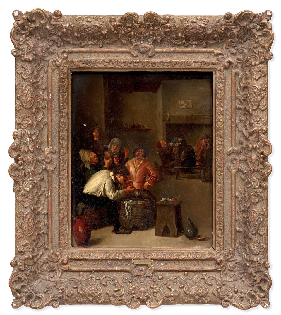 Manner of Joos van Craesbeeck, 18th Century Figures drinking, smoking and playing cards in a ta... - 2
