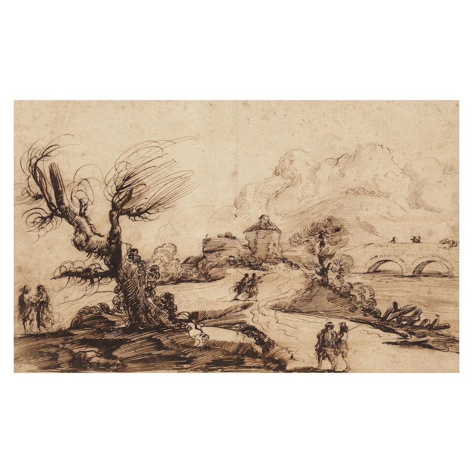 Falsario di Guercino, 18th Century Travellers in a landscape (1 of 3)
