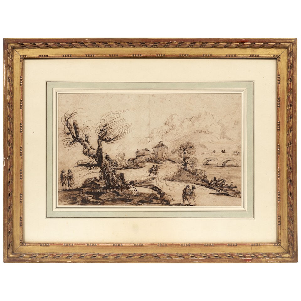Falsario di Guercino, 18th Century Travellers in a landscape - 2
