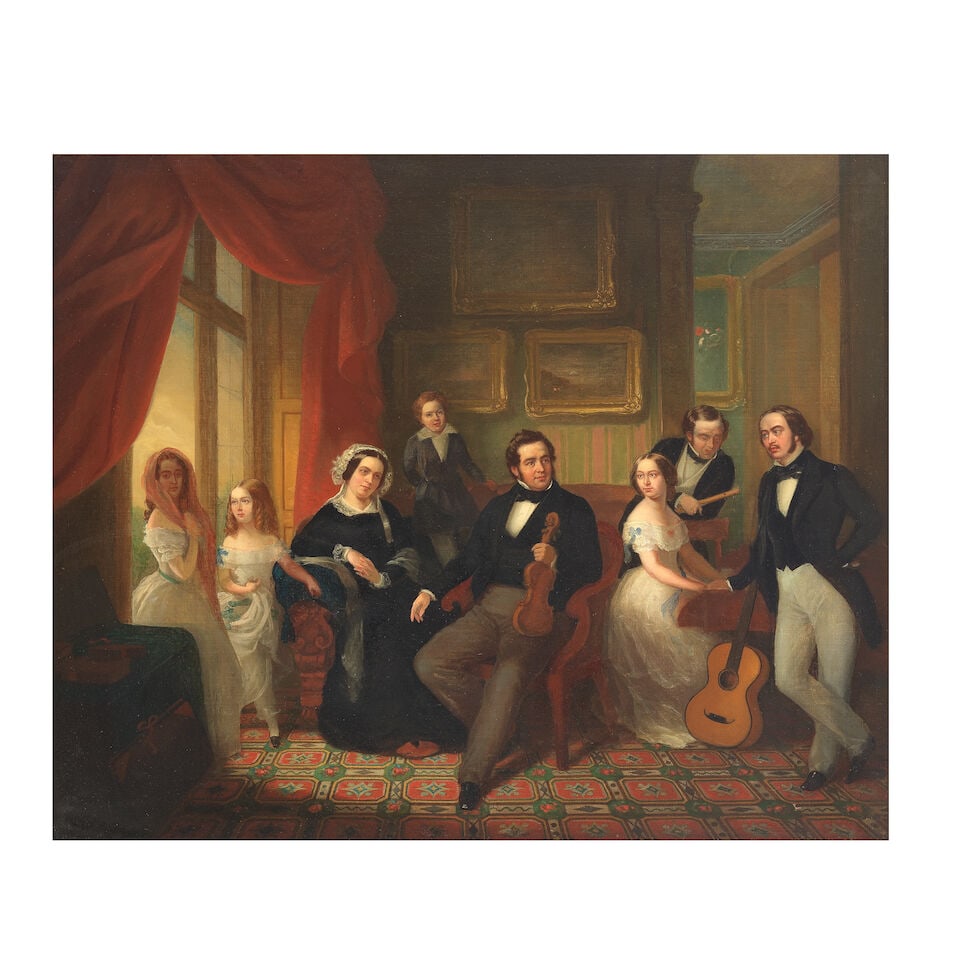 English Provincial School, early 19th Century Figures of a musical group in an interior, believ...: English Provincial School, early 19th Century Figures of a musical group in an interior, believed to be the Buckley family oil on canvas 61.5 x 74cm (24 3/16 x 29 1/8in). Footnotes: Provenance From th