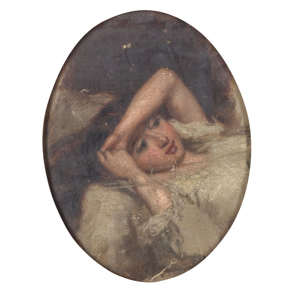 Circle of William Etty, RA (British, 1789-1849) Young woman and a baby together with a little gi... - 3