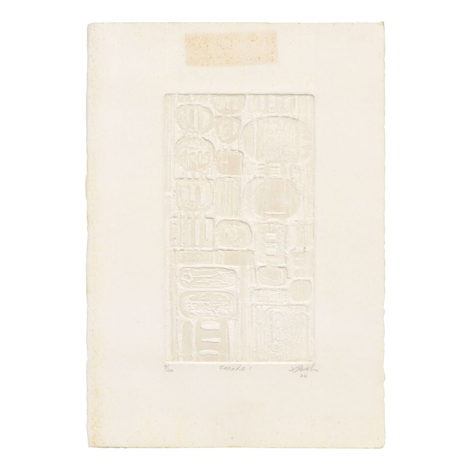 Doris Seidler (American, 1912-2010) Facade I; Facade II Two relief etchings, 1964, on heavy wove... - 2