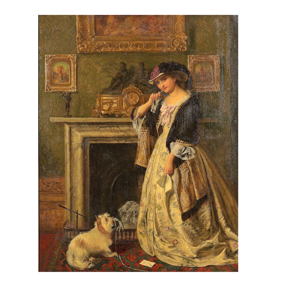 Follower of Thomas Falcon Marshall (British, 1818-1878) The love letter: Follower of Thomas Falcon Marshall (British, 1818-1878) The love letter oil on canvas 87 x 67cm (34 1/4 x 26 3/8in). Footnotes: Provenance With E. Stacy-Marks Ltd., Eastbourne. Private collection, UK.