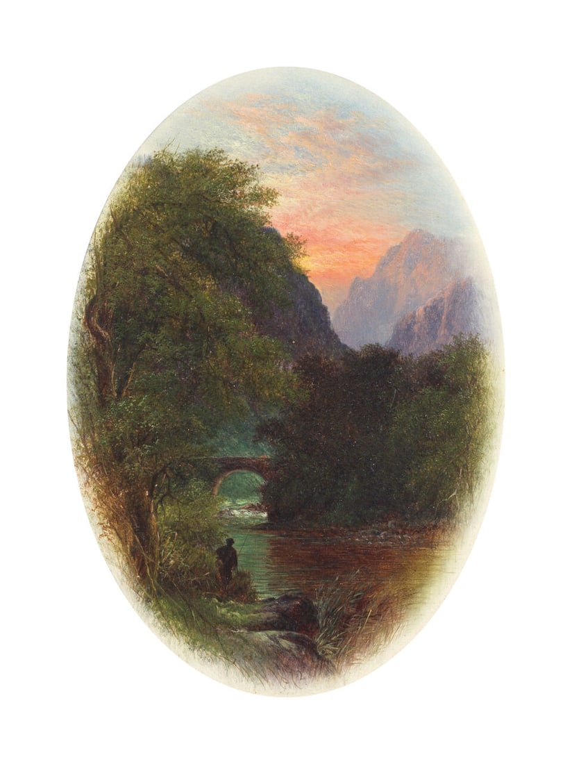 Walter Williams (British, 1835-1906) River landscape with angler; Rocky river landscape with ang... - 2