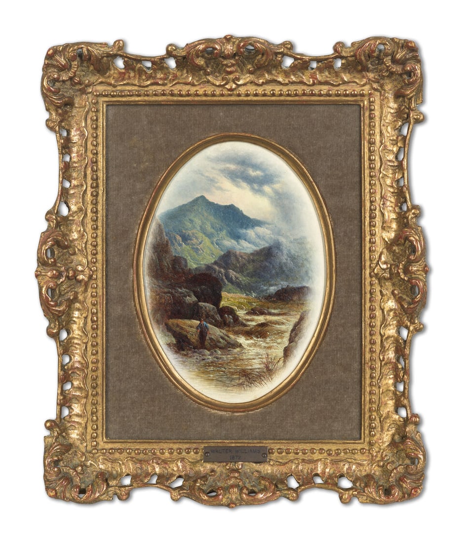 Walter Williams (British, 1835-1906) River landscape with angler; Rocky river landscape with ang... - 3