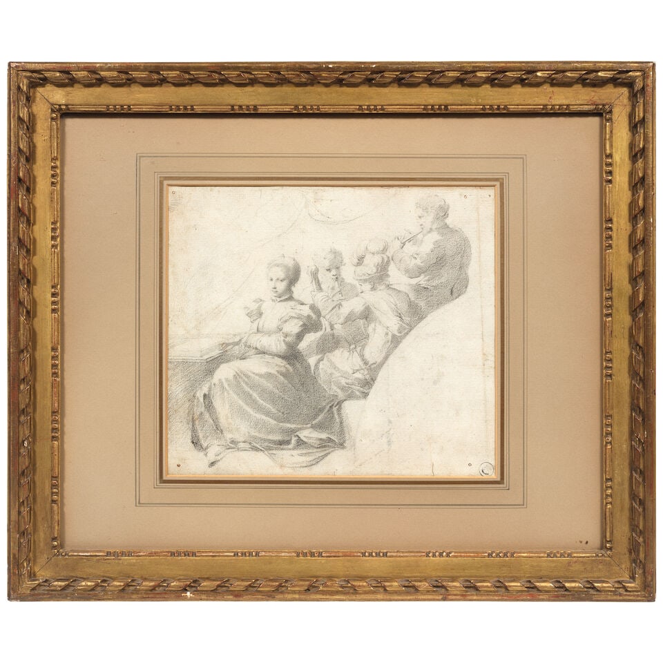 After Nicolò dell'Abate, 16th Century A group of musicians, design for a spandrel - 2