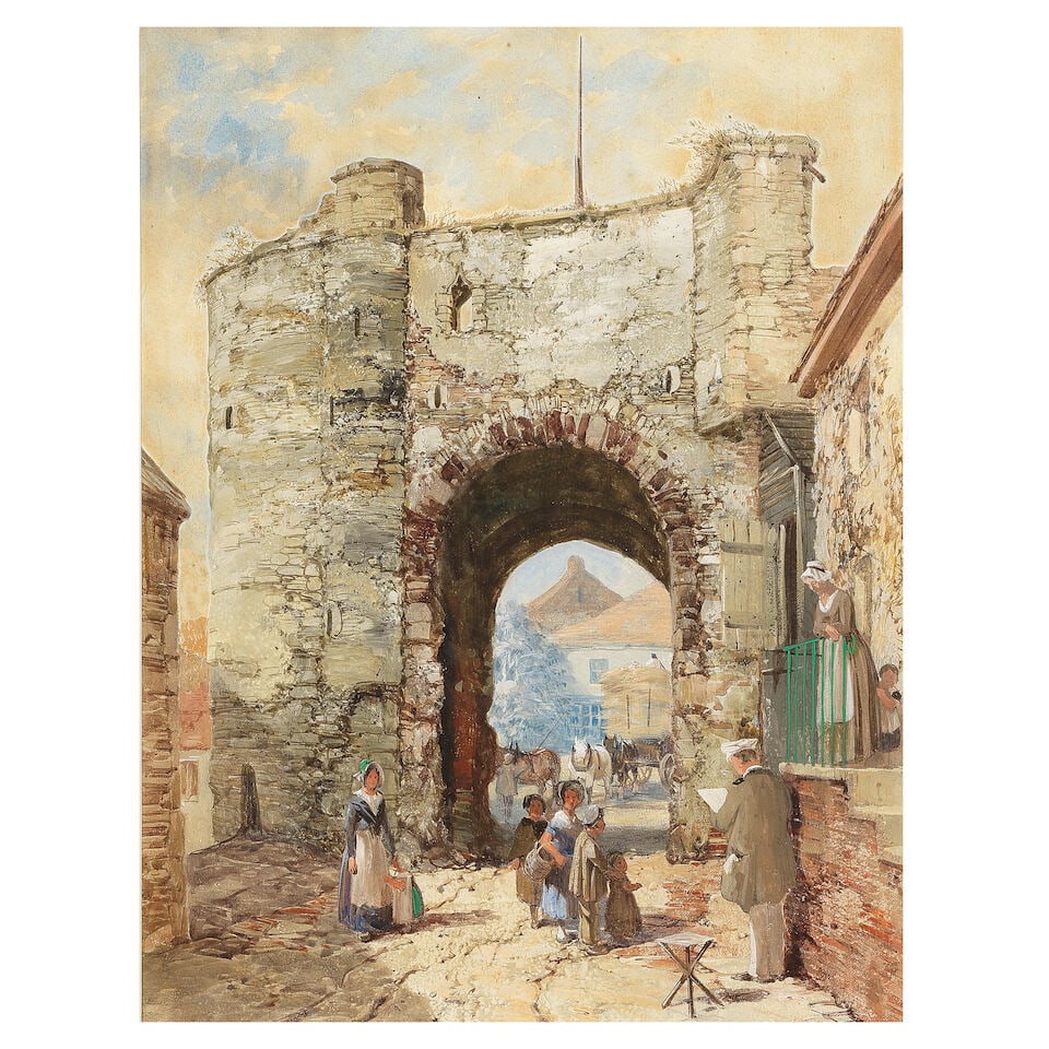 Louise Rayner (British, 1832-1924) Landgate at Rye: Louise Rayner (British, 1832-1924) Landgate at Rye watercolour and bodycolour over traces of pencil 45 x 34cm (17 11/16 x 13 3/8in). For further information on this lot please visit Bonhams.com For fu