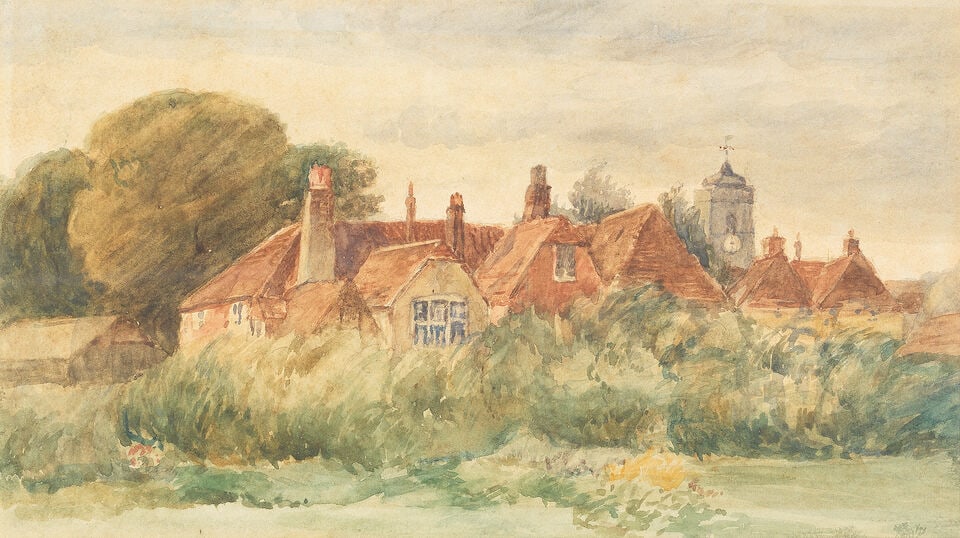 Arthur James Stark (British, 1831-1902) Cottage scene: Arthur James Stark (British, 1831-1902) Cottage scene watercolour over traces of pencil 23 x 12cm (9 1/16 x 4 3/4in). Footnotes: Provenance With Mandell's Gallery, Norfolk. Private collection, UK. For