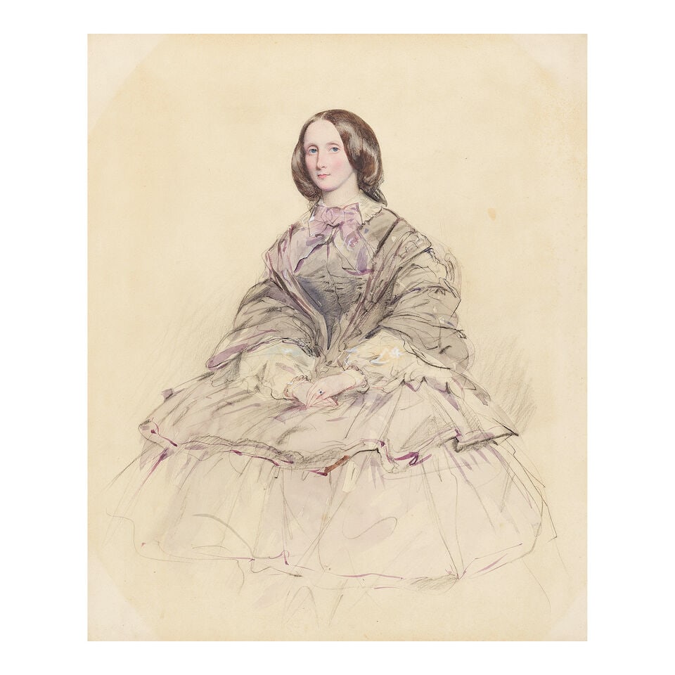 Attributed to Franz Xaver Winterhalter (German, 1805-1873) Portrait of a lady, thought to be the... (1 of 3)