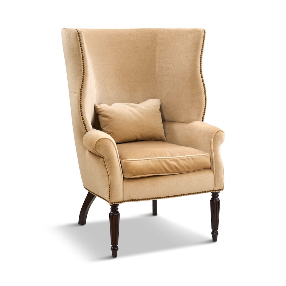 VICTORIA HAGAN FOR HOLLY HUNT 'EMMA' WINGBACK CHAIR United States, circa 2005, Holly Hunt velvet... - 3